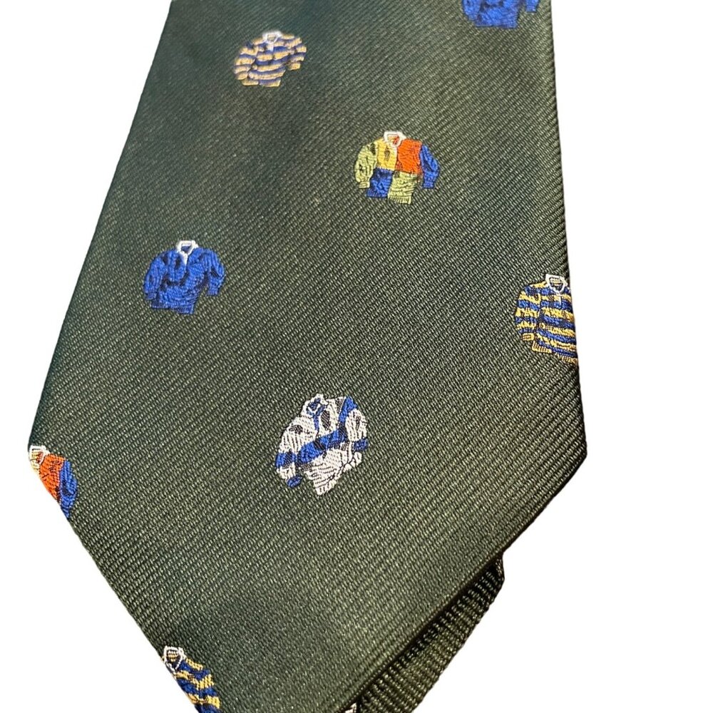 NWT J.Crew Ludlow Men's Green Rugby Patterned English Silk Tie BM216